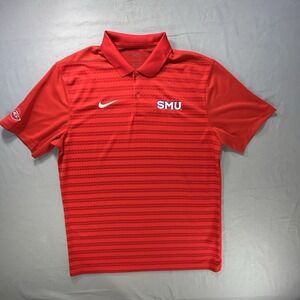 Nike Dri Fit SMU Mustangs College Polo Shirt Size Medium ACC Team Wear